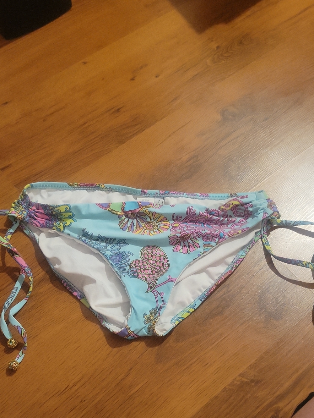 Trina Turk Blue Floral Tie-Side Bikini Bottoms